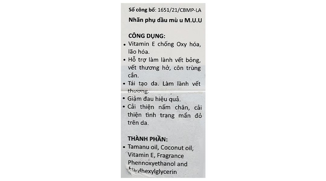 Dầu mù u M.U.U hỗ trợ làm lành vết bỏng, vết thương hở, côn trùng cắn chai 50ml - 15